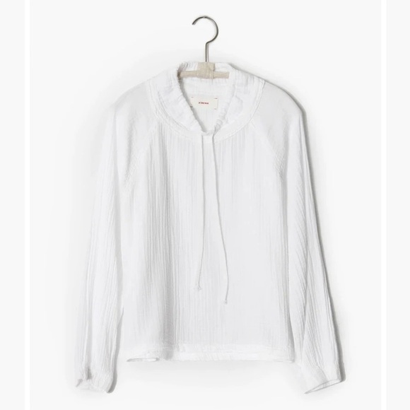 XIRENA Shay Drawstring Cowl Neck Gauze Top White Long Sleeve Pullover Size XS - Picture 7 of 15